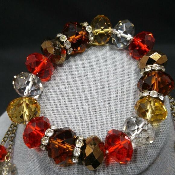 Trifari Beaded Necklace Stretch Bracelet Set, Crystal Beads, 18 & 7 Inches - Picture 6 of 6